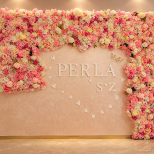 backdrop floral premium rose & blanc