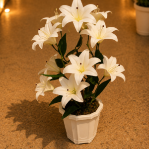 lys blanc artificiel luxe en potblanc